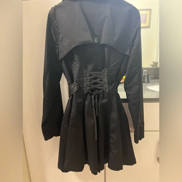 Bebe Corset Trench Coat Bebe Jackets Coats Black Bebe Corset Style - Main Image